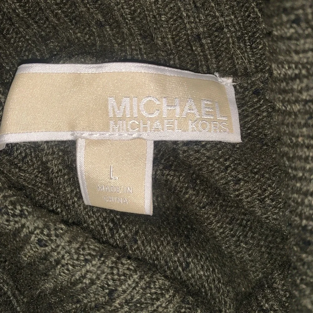 Michael Michael Kors Sweater Women L Olive Green Turtleneck Knit Logo Wool Blend
